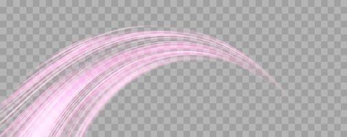 Speed rays, velocity light neon flow, zoom in motion effect, pink glow speed lines, colorful light trails, stripes. vector