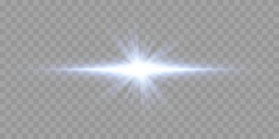 Blue horizontal lens flare. Sun flash with rays or spotlight and bokeh. Glow flare light effect. vector
