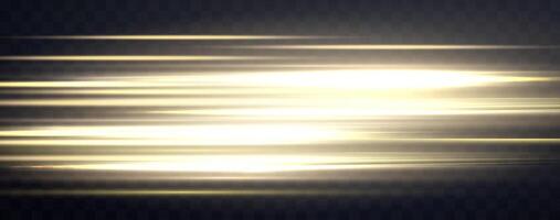 Speed rays, velocity light neon flow, zoom in motion effect, gold glow speed lines, colorful light trails, stripes. vector