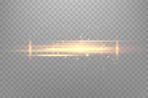 Orange horizontal lensflare. Light flash with rays or spotlight and bokeh. Orange glow flare light effect. vector