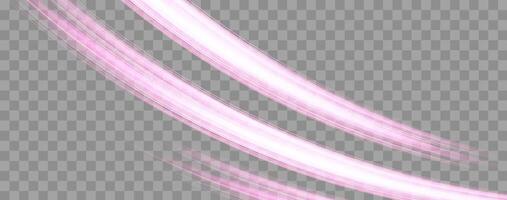 Speed rays, velocity light neon flow, zoom in motion effect, pink glow speed lines, colorful light trails, stripes. vector