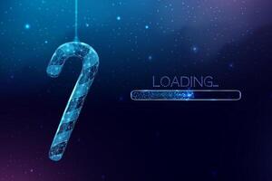 Wireframe candy cane and loading bar, low poly style. Merry Christmas and New Year banner. vector