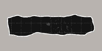 Black torn sheet of checkered paper with uneven edges. Black dotted textured background, noisy gritty dot effect. Banner template, empty space for text, sticker. vector