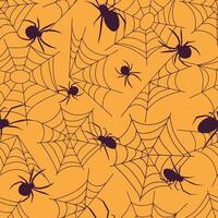 Halloween Seamless Patterns With Spider Webs And Spiders For Background, Digital Paper vector