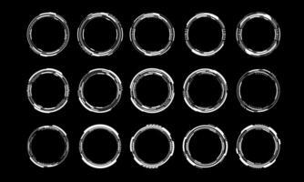 Set of sci fi white circle user interface elements technology futuristic design modern creative on black background vector