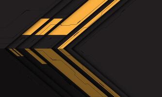 Abstract yellow arrow grey shadow direction cyber geometric on black blank space design modern futuristic technology background vector