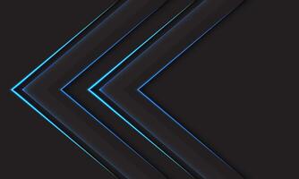 Abstract blue light arrow direction geometric on black blank space design modern futuristic technology background vector