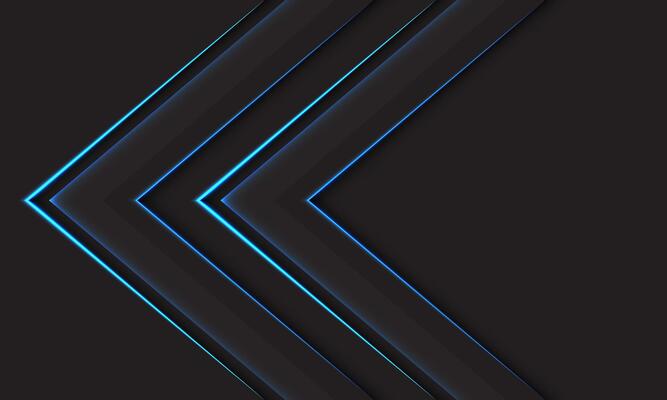 Abstract blue light arrow direction geometric on black blank space design modern futuristic technology background