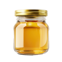 honey jar with golden lid on transparent background png