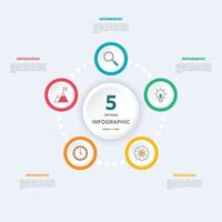 Circle chart infographic template with 5 options for presentations vector