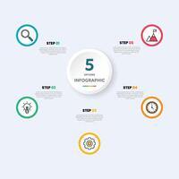 Circle chart infographic template with 5 options for presentations vector