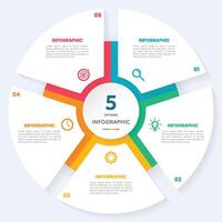 Circle chart infographic template with 5 options for presentations vector