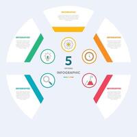 Circle chart infographic template with 5 options for presentations vector