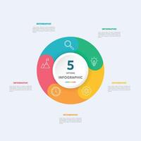 Circle chart infographic template with 5 options for presentations vector