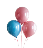 Balloons three, different colors isolated on transparent background cutout png