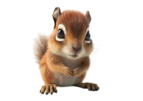 Cute Squirrel with Big Eyes. Isolated on transparent background png