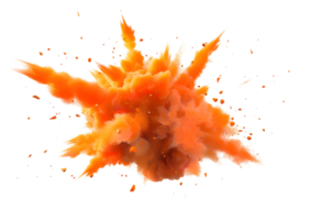 Abstract orange explosion with scattered particles. isolated on transparent background png