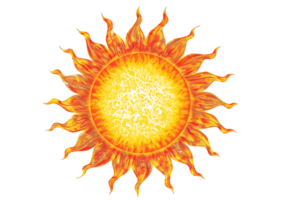 Abstract Sun with Flame Pattern. isolated on transparent background png