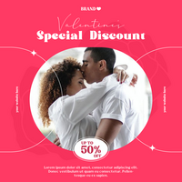 Valentines Special Discount Pink Theme Social Media Post Template Design psd