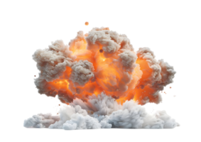 Powerful Explosion with Smoke and Fire. isolated on transparent background png