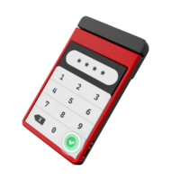 red and black cartoon credit card machine with password and green button selected png