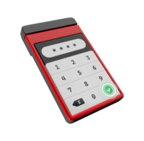 red and black cartoon credit card machine with password and green button selected png