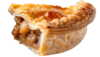 Classic Meat Beef Pot Pie for Fall with Flaky Crust on Transparent Background png