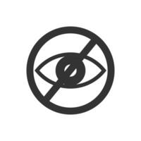 Crossed out eye icon. Sensitive content symbol isolated on white background. Warning censorship sign hiding image or with scenes of violence or nudity. vector