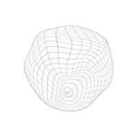 Deflated globe icon. Distorted wireframe of Earth planet isolated on white background. Climate changing concept. Global ecological catastrophe idea. vector