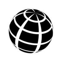 3D sphere wireframe icon in perspective view. Orb model, spherical shape, grid ball. Earth globe figure with longitude and latitude, parallel and meridian lines. vector
