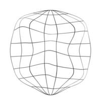 Spherical shape with black and white stripes. 3D sphere model. Striped ball isolated on white background. Globe figure in perspective. vector