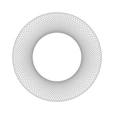 Spirograph template. Concentric ornament texture. Harmonic symmetric wireframe element. Round guilloche shape isolated