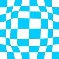 Distorted purple and white chessboard background. Crazy checkerboard texture. Chequered optical illusion. Psychedelic pattern with warped squares. Hypnotizing game. vector