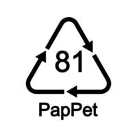 Peper plus plastic recycling icon in triangular shape with arrows. 81 Pap Pet reusable sign isolated on white background. Environmental protection concept. vector