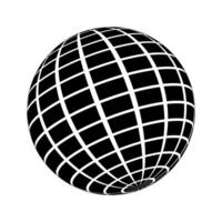 Spherical shape with black and white stripes. 3D sphere model. Striped ball isolated on white background. Globe figure in perspective. vector