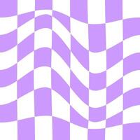 Distorted chess board background. Undulate plaid texture. Checkered visual illusion. Psychedelic pattern with warped blue and white squares. Trippy checkerboard surface. vector