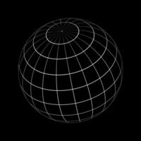 Spherical shape with black and white stripes. 3D sphere model. Striped ball isolated on white background. Globe figure in perspective. vector