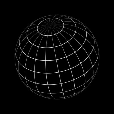Spherical shape with black and white stripes. 3D sphere model. Striped ball isolated on white background. Globe figure in perspective.