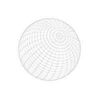 3D sphere wireframe icon isolated on white background. Orb model, spherical shape, grid ball. Earth globe figure with longitude and latitude, parallel and meridian lines vector