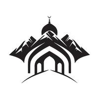 Islamic logo, Mosque icon template Stock Image isolated on mountain background vector