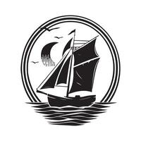 Sailing Ship Logo on circle Design Art, Icons, and Graphics isolated on white vector