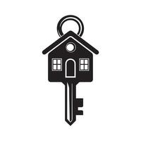 Silhouette of the keychain house with keys icon, vector