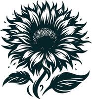 Artistic Black Vectors Silhouette of a Sunflower Enhance Your Projects with this Stunning Design