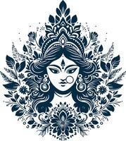 Design of Goddess Maa Durga Adorned with Her Royal Weapons vector