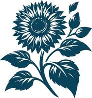 Modern Black Silhouette of a Sunflower A Sleek and Stylish Element for Design Enthusiasts vector