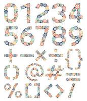Flower numbers alphabet letters fonts color vector