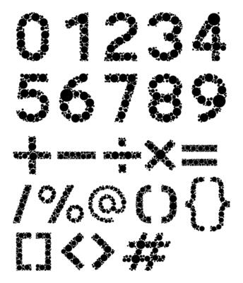 Random dot numbers alphabet letters