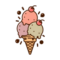 ice cream cone with three scoops and a cherry on top png
