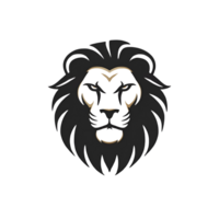 create a minimalist portrait of a lion graphic design png