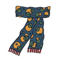 Knitted scarf doodle Hand drawn winter accessories Single design element for card, print, design, decor vector